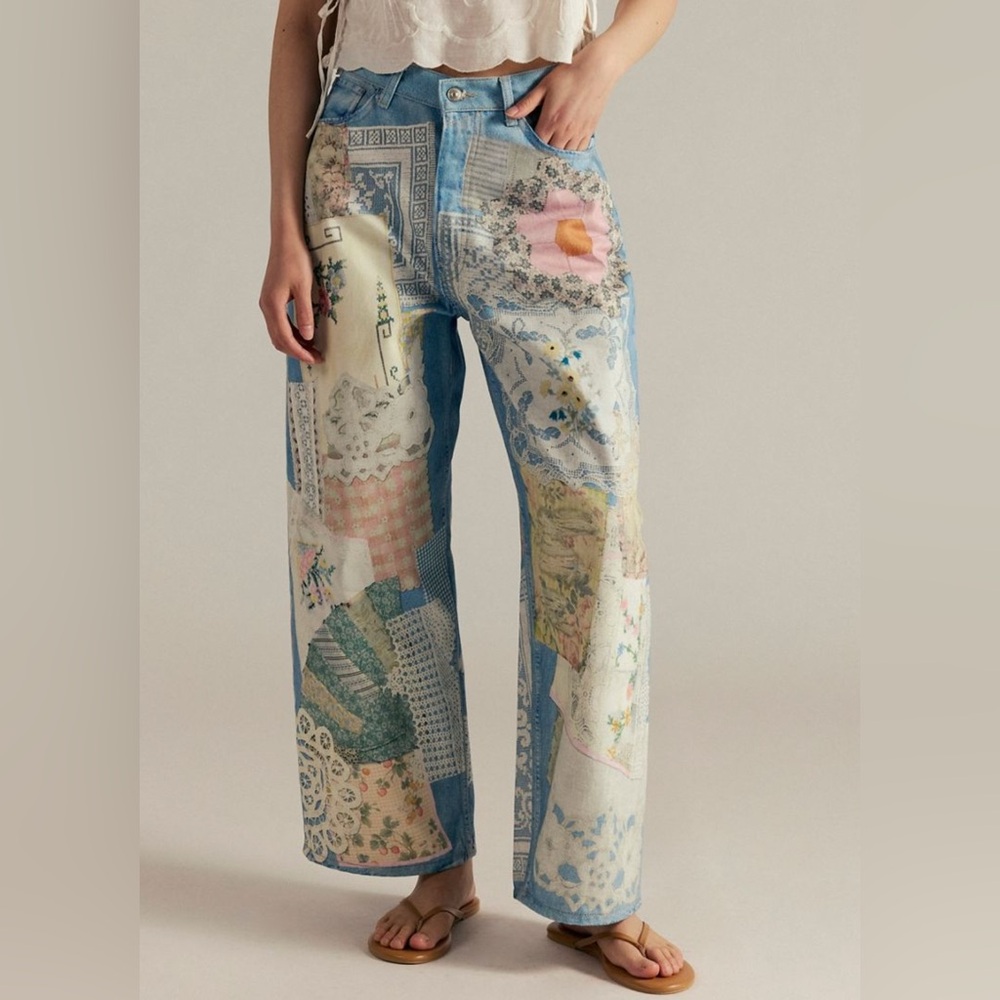 NWOT We The Free Illusions Printed Relaxed Jeans Sz 32